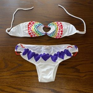 Salinas Rainbow Heart Bandeau Brazilian Bikini